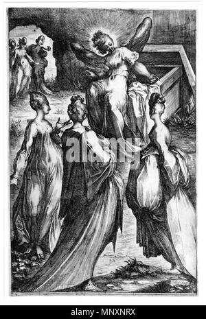 . Anglais : Les Saintes Femmes au sépulcre, avec l'Ange assis sur la tombe ouverte ; les trois femmes sont également représentés dans l'arrière-plan. Avec gravure 1613/6 Hauteur : 447 millimètres crépi) Largeur : 297 mm . 1610s. Jacques Bellange (1575-1616) Noms alternatifs Jacques de Bellange, Jacques Charles de Bellange, Jacques. Bellange, Jacques Belange ; Charles Bellange ; Jac. Bellange ; Charles de Bellange aquafortiste Français Description, peintre et dessinateur Date de naissance/décès vers 1575 1616 Lieu de naissance/décès La Mothe, Bassigny Région, France Nancy contrôle d'autorité : Q8746 Banque D'Images