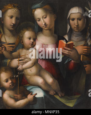 La Vierge et l'Enfant avec saints Anne, Catherine et l'enfant Jean Baptiste pas donnée. 1177 La Vierge et l'enfant avec les Saints de Giorgio di Giovanni Banque D'Images