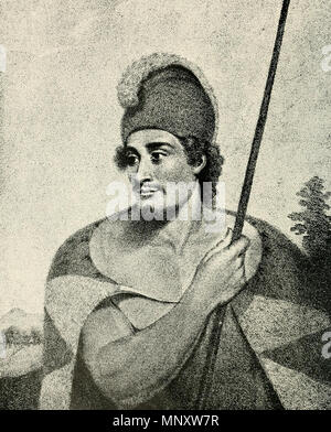 . Anglais : Tianna, un prince de l'Atooi ou Ka'iana, lithographie après peinture par Spoilum, 1787. dans la région de John Meares. Voyages effectués dans les larmes 1788 et 1789. 1787. à valoir sur Londres, 1790 1192 Tianna par John Meares2 Banque D'Images