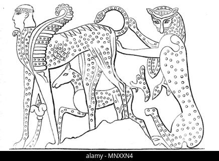 . English : Dessin de fresques Tombe Campana . 1848. George Dennis 1199 Tombe Campana dessin de fresque 1 Banque D'Images