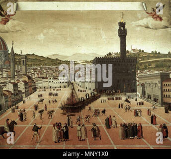 L'exécution de Savonarole sur la Piazza della Signoria 1498. 1214 peintre inconnu - l'exécution de Savonarole sur la Piazza della Signoria - WGA23932 Banque D'Images
