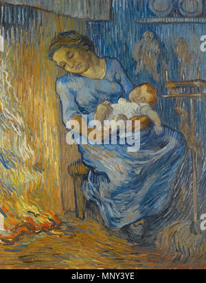 L'homme est en mer (après Virginie Demont-Breton) . après la photo en noir et blanc dans le journal Le Monde L'homme est en mer par : Virginie Demont-Breton . Saint-Rémy, octobre 1889. 1224 Vincent van Gogh - L'homme est en mer (1889) Banque D'Images