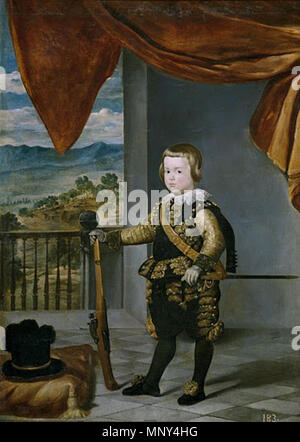 El príncipe Baltasar Carlos de l'Autriche . Español : Retrato del Príncipe de Asturias Baltasar Carlos de l'Autriche (1629-1646), que fue Hijo del Rey Felipe IV de España y de la Reina Isabel de Bourbon. . Vers 1636. 1227 Velazquez-taller-principe baltasar carlos-prado Banque D'Images