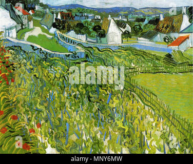 Vignes à Auvers . Anglais : vignes en vue d'Auvers (1890) de Vincent van Gogh, huile sur toile, 64,2 x 79,5 cm, Saint Louis Art Museum . 1890. Vignes 1239 en vue d'Auvers 1890 Vincent van Gogh Banque D'Images