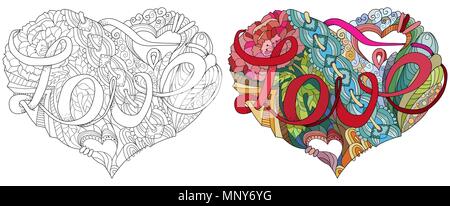 Livre de coloriage adultes vecteur de textures. La conception de l'art peint à la main. Contours et jeu de couleurs. Illustration de Vecteur