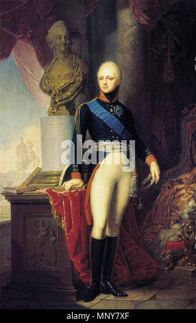 . Anglais : Portrait de Grand-duc Alexandre Pavlovitch de Russie : Ալեքսանդր Պավլովիչ Հայերեն՝ արքայազն ժամանակ Եկատերինա, II-ի կիսանդրու հետ . 1800. 1279 Youngemperoralexander Banque D'Images