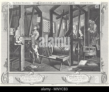 . Anglais : William Hogarth - de l'industrie et de l'oisiveté, planche 1 ; les autres 'Prentices à leurs métiers à tisser . 18e siècle. William Hogarth (1697-1764), peintre et graveur Britannique Description Date de naissance/décès 10 Novembre 1697 25 octobre 1764 Lieu de naissance/décès Londres Londres Londres Chiswick, lieu de travail de contrôle d'autorité : Q171344 : VIAF 17268409 ISNI : 0000 0001 2099 3749 ULAN : 500004242 RCAC : n80126106 35201047 1266 NLA : WorldCat William Hogarth, - l'industrie et de l'oisiveté, planche 1 ; les autres métiers à leur 'Prentices Banque D'Images