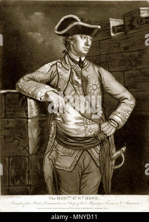 . Deutsch : Sir William Howe, 5e vicomte Howe (* 10. Août 1729 ; † 12. Juli 1814 à Plymouth, Devonshire, Großbritannien) war ein britischer während des Amerikanischen Général Unabhängigkeitskrieges. Anglais : un noir et blanc d'une manière noire par Richard Purcell aka Charles Corbutt du général britannique sir William Howe, 5e vicomte Howe. Publié pour la première fois par John Morris, Londres, Rathbone Place, le 10 novembre 1777 . 10 novembre 1777. Richard Purcell aka Charles Corbutt (1736-1766) 1268 William-howe-cinquième-Vicomte Banque D'Images