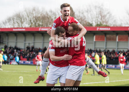 Nick Haughton, Lois Maynard & Anthony Dudley. Salford City FC vs Curzon Ashton. Banque D'Images