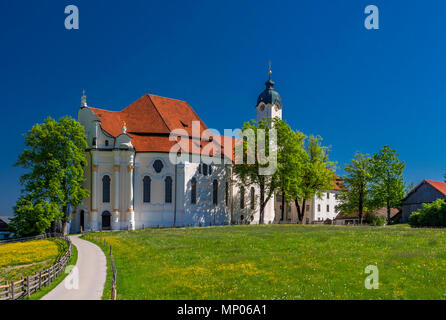 Église de pèlerinage de Wies près de Steingaden, Upper Bavaria, Bavaria, Germany, Europe Banque D'Images