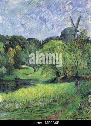 French : Le Moulin de la Reine dans le parc Østervold, ou Parc de l'Est à Copenhague avec le Moulin de la Reine The Queen's Mill, Østervold Park 1885. 965 Paul Gauguin - Le Queen's Mill Banque D'Images