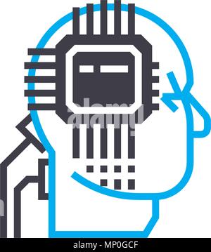 L'intelligence artificielle concept icône linéaire. L'intelligence artificielle vecteur ligne signe, symbole, l'illustration. Illustration de Vecteur