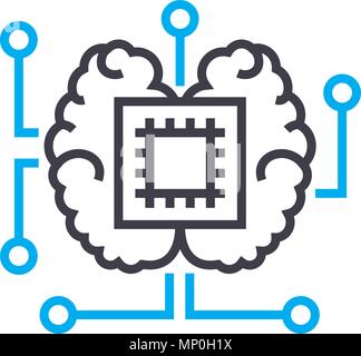 Processeur central concept icône linéaire. Processeur central vecteur ligne signe, symbole, l'illustration. Illustration de Vecteur