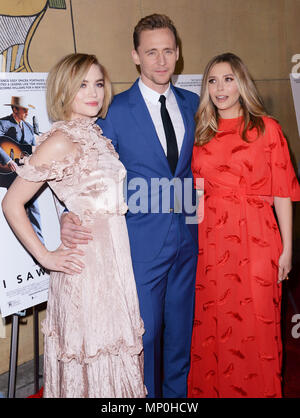 Maddie Hasson, Tom Hiddleston, Elizabeth Olsen arrivant à J'ai vu la lumière première à l'Egyptian Theatre à Los Angeles. 22 mars 016, Maddie Hasson, Tom Hiddleston, Elizabeth Olsen ------------- Red Carpet Event, Vertical, USA, Cinéma, Célébrités, photographie, Bestof, Arts, Culture et divertissement, Célébrités Topix fashion / Vertical, Best of, événement dans la vie d'Hollywood, Californie - Tapis rouge et en backstage, USA, Cinéma, Célébrités, cinéma, télévision, Célébrités célébrités musique, photographie, Arts et culture, Bestof, divertissement, Topix, verticale de la famille Banque D'Images