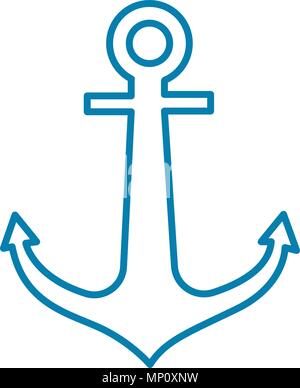 Double-fluked d'icône linéaire concept. Double-fluked anchor line vector affiche, symbole, l'illustration. Illustration de Vecteur