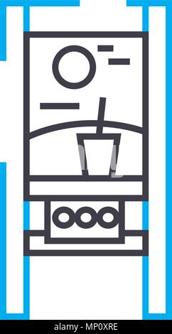 Dimensions avec de l'huile sur l'icône linéaire concept. Avec de l'huile dessin vectoriel en ligne signe, symbole, l'illustration. Illustration de Vecteur