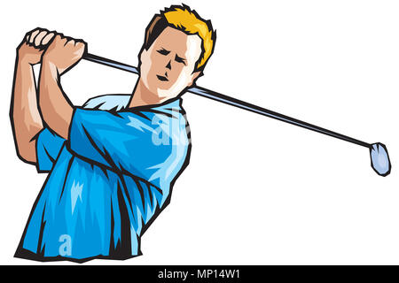 L'illustre l'image d'un homme en jouant au golf Banque D'Images