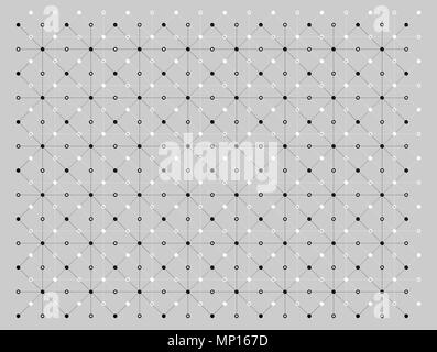 Les points et les lignes texture pattern en noir et blanc sur fond gris. Banque D'Images