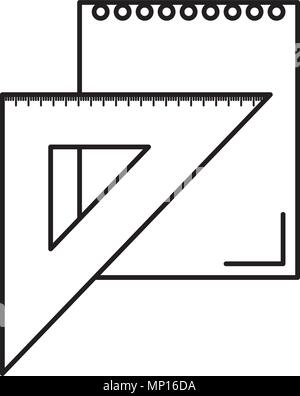 La règle géométrique triangulaire et leaf paper vector illustration design école Illustration de Vecteur