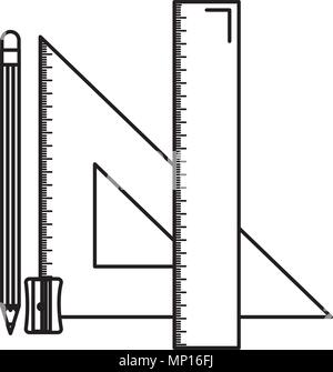 Les règles géométriques triangulaires et crayon vecteur école illustration design Illustration de Vecteur