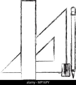 Les règles géométriques triangulaires et crayon vecteur école illustration design Illustration de Vecteur