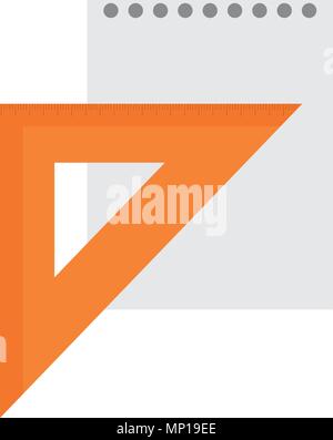 La règle géométrique triangulaire et leaf paper school Illustration de Vecteur