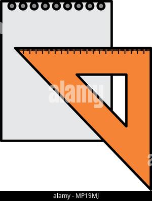 La règle géométrique triangulaire et leaf paper school Illustration de Vecteur