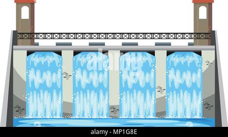 Un gros barrage sur fond blanc illustration Illustration de Vecteur