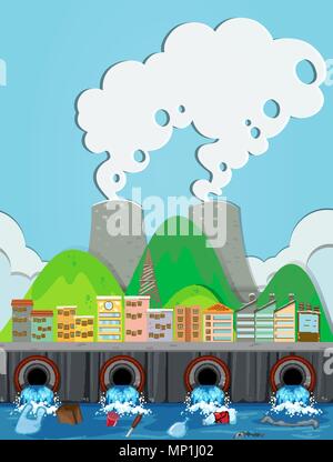 Un vecteur de déchets d'égouts et d'illustration en usine Illustration de Vecteur