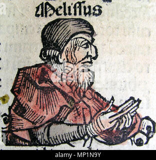 Appareil photo numérique Olympus . Anglais : philosophe grec Melissus de Samos, décrites dans la Chronique de Nuremberg . 1493. La Chronique de Nuremberg Nuremberg Chronicle Melissus 882 Banque D'Images