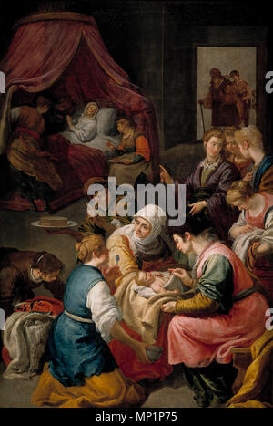 Español : nacimiento de la Vierge vers 1642. 916 nacimiento de la Virgen (Jusepe Leonardo) Banque D'Images