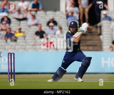 Unis Old Trafford, Manchester, Royaume-Uni. 20 mai, 2018. Le Cricket, Royal London Un jour, coupe du Lancashire et Durham ; Nathan Rimmington de Durham à l'enceinte de l'Action : Crédit Plus Sport/Alamy Live News Banque D'Images