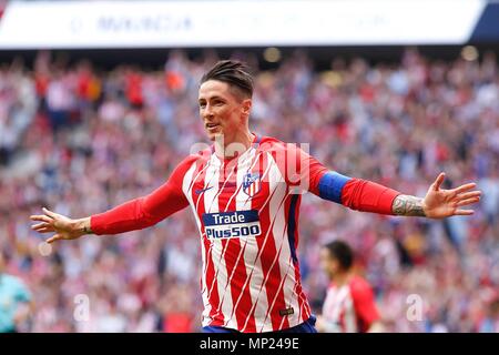 Madrid, Espagne. 20 Mai 2017 : Fernando Torres, l'avant de l'Atletico de Madrid, célèbre après avoir marqué lors de LaLiga ronde 38 Santander contre Eibar à Wanda Metropolitano. (Photo par : Ivan Abanades Medina / Cordon presse). Appuyez sur cordon Banque D'Images