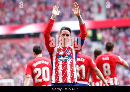 Madrid, Espagne. 20 Mai 2017 : Fernando Torres, l'avant de l'Atletico de Madrid, célèbre après avoir marqué lors de LaLiga ronde 38 Santander contre Eibar à Wanda Metropolitano. (Photo par : Ivan Abanades Medina / Cordon presse). Appuyez sur cordon Banque D'Images