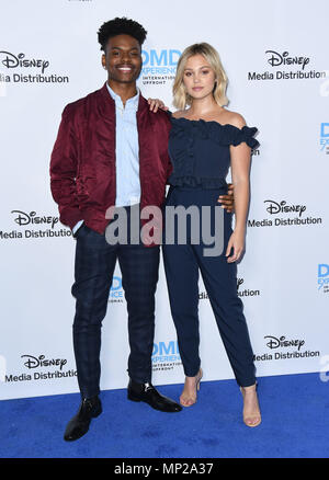 20 mai 2018 - Burbank, CA, États-Unis - 20 mai 2018 - Burbank, Californie - Aubrey Joseph, Olivia Holt . 2018 Disney/ABC Upfronts internationale tenue à Walt Disney Studios. Crédit photo : Birdie Thompson/AdMedia (crédit Image : © Birdie Thompson/AdMedia via Zuma sur le fil) Banque D'Images