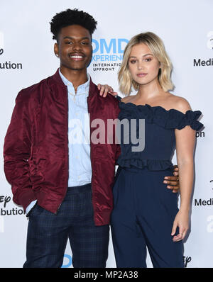 20 mai 2018 - Burbank, CA, États-Unis - 20 mai 2018 - Burbank, Californie - Aubrey Joseph, Olivia Holt . 2018 Disney/ABC Upfronts internationale tenue à Walt Disney Studios. Crédit photo : Birdie Thompson/AdMedia (crédit Image : © Birdie Thompson/AdMedia via Zuma sur le fil) Banque D'Images