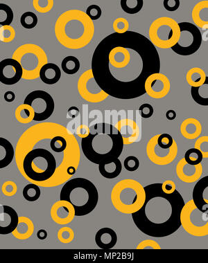 Joints toriques en noir et jaune sur fond gris - Design Graphique - Ringe in schwarz auf gelb und Hintergrund grauem Banque D'Images