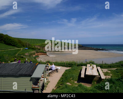 Porthcurnick Beach Hut, cachés, Portscatho, Cornwall. Banque D'Images