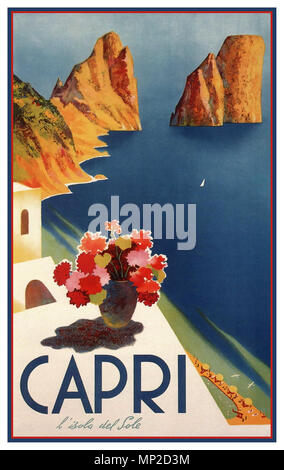 CAPRI Vintage 1950s Poster de voyage Capri Italie « l’isola del Sole » Banque D'Images