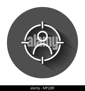 Public cible dans l'icône de style plat. La stratégie cible marketing avec ombre portée de l'illustration. Aim sur personnes concept d'entreprise. Illustration de Vecteur