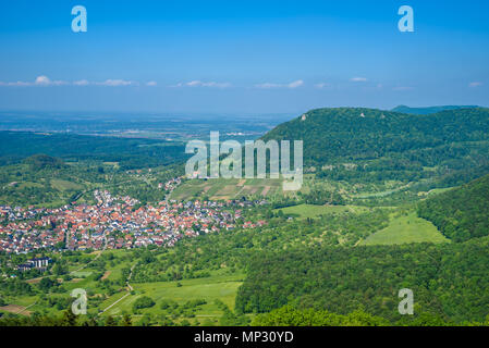 Paysage à la château Hohenneuffen à Beuren, Jura souabe, Allemagne Banque D'Images