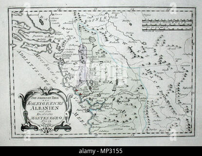 . Deutsch : Der Noerdliche Theil Des Koenigreichs Albanien mit dem Distrikte Monténégro. Nro. 21. Kolorierter Kupferstich . 1791. Johann Franz Joseph von Reilly (1766-1820) Noms alternatifs Reilly, Franz Johann Joseph von Description Éditeur et écrivain autrichien Date de naissance/Décès 18 Août 1766 6 juillet 1820 Lieu de naissance/décès Vienne Vienne 1790 - 1800 période de travail lieu de travail de contrôle de l'autorité de Vienne : Q113944 : 102371035 VIAF ISNI : 0000 0001 1839 240X RCAC : n88624007 GND : 118748017 158784243 850 WorldCat SUDOC : Carte de l'Albanie en 1791 par Reilly 021 Banque D'Images