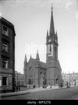 . Anglais : église de la Sainte Croix à Leipzig-Neustadt Neustaedter, Markt 8 Deutsch : Kirche zum Heiligen Kreuz à Leipzig-Neustadt Neustädter Markt, 8 . vers 1900. Hermann Walter (1838-1909) 801 Leipzig Heilig-Kreuz-Kirche Banque D'Images