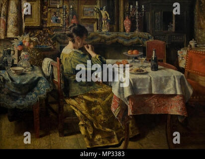 English : Nederlands : Le repas de maaltijd 1885. 771 Kmska Henri De Braekeleer (1840-1888) - De maaltijd (1885) 28-02-2010 14-24-13 Banque D'Images