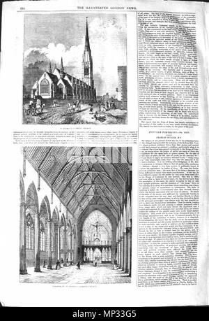 . Anglais : Page 516 de l'Illustrated London News, 1842. Les gravures sont d'Augustus Pugin's plans pour St George's cathédrale catholique romaine, Southwark. Le clocher ne fut jamais construit. 24 décembre 1842. 1134 Inconnu 1842, p. 516 ILN Banque D'Images