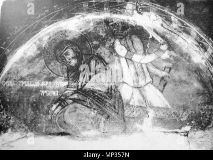 . English : 'artyrdom Julietta de Saint', un fragment de la peinture murale de l'église des Saints. Quiricus et Julietta dans Svaneti, la Géorgie . 1112. Theodore 866 Martyre de saint Julietta (Géorgie). 1112) Banque D'Images