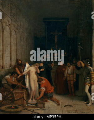 P04482A01NF 2010 Una escena de la Inquisición . Español : En Esta obra está una mujer desnuda un punto de ser torturada por la Inquisición, y es un boceto preparatorio de un cuadro de dimensions de mayores que en 1866 un pertenecía la familia del artista. . 1859. 850 Manzano-una escena de la inquisicion Banque D'Images