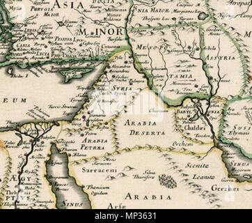 . Anglais : Pierre du Val : Expeditionis Alexandri Magni par Europam, Asiam et Africam . . 1654 carte détaillée de la région délimitée par la Méditerranée orientale à l'Ouest et l'Inde en mai, est centré sur la péninsule arabe, perse et l'Irak. 1654. Pierre Duval 987 Pierre du Val. Expeditionis Alexandri Magni par Europam, Asiam et Africam. 1654. E Banque D'Images