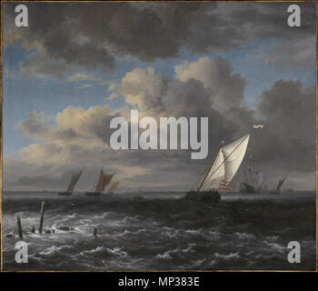 L'état de la mer. Anglais : l'état de la mer . Années 1670. 684 Jacob van Ruisdael - Mer Agitée - MFA 57.4 Banque D'Images