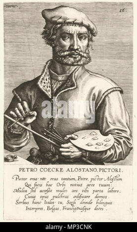 . Anglais : Portrait de Pieter Coecke van Aelst attribuée à Johannes (Jan) Wierix, gravure, 1572, à partir de l'aliquote Pictorum Germaniae Inferioris Effigies par Dominicus Lampsonius . 1572. Johannes Wierix (vers 1549-vers 1615) Noms alternatifs Jan Wierix, Jan Wiericz Wiericz ; Johan, Johan Wierix ; Jan Wierx ; Johan Wierx ; Jan Wiricx Wiricx ; Johan ; Monogrammist IHW Flamand Description graveur, dessinateur, peintre et miniaturiste Date de naissance/décès circa 1549 circa 1615 Lieu de naissance/décès Anvers Anvers période de travail entre 1569 et 1615 circa circa travail lieu Anvers Banque D'Images